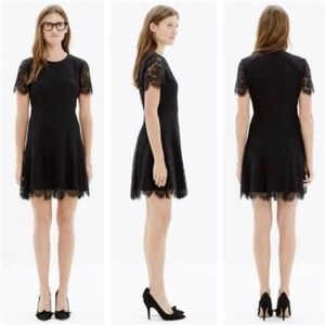 Madewell Floral Lace Overlay Black Short Sleeve Mini Dress Size 8
